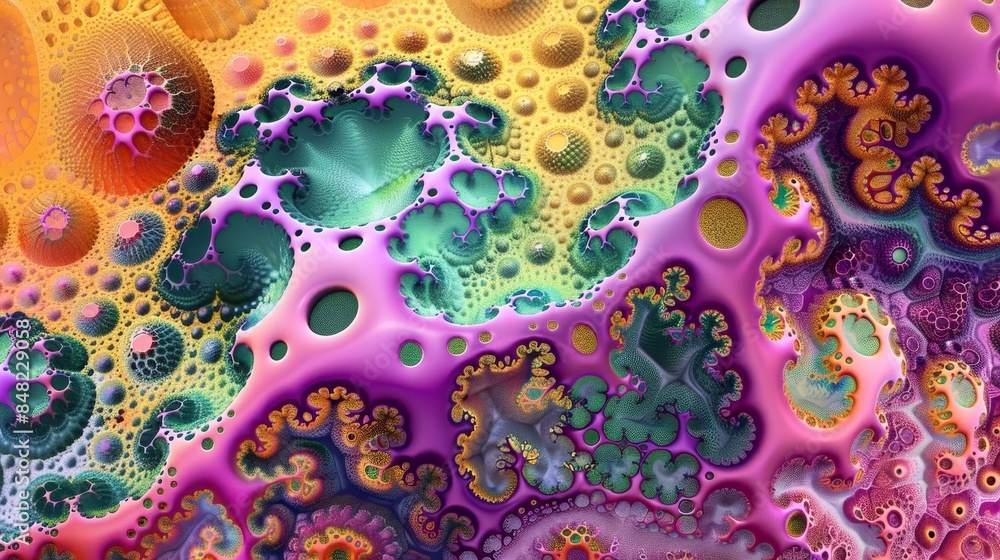 Fototapete colorful 2d fractal pattern rendering