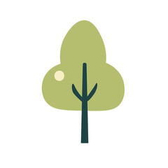 Green forest tree vector illustration, cute cartoon tree plant in flat design style