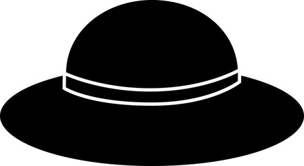 summer straw hat silhouette vector.
Flat women's straw hat  silhouette vector.
