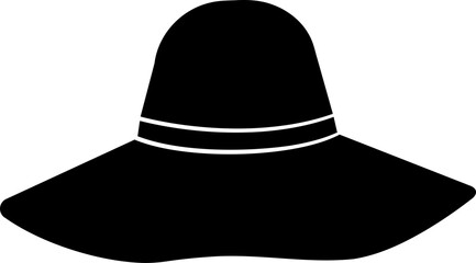 summer straw hat silhouette vector.
Flat women's straw hat  silhouette vector.