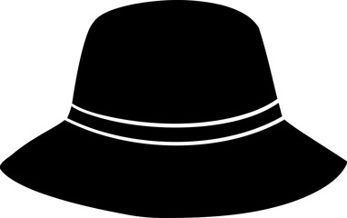 summer straw hat silhouette vector.
Flat women's straw hat  silhouette vector.