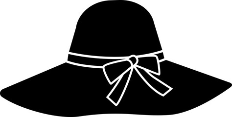 summer straw hat silhouette vector.
Flat women's straw hat  silhouette vector.