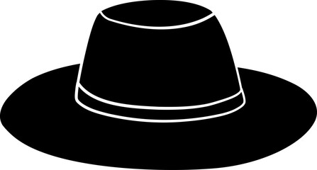 summer straw hat silhouette vector.
Flat women's straw hat  silhouette vector.