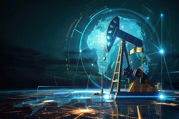 Oil for global energy supply from side view, primary energy source, technology tone, Complementary Color Scheme