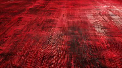 Abstract carpet flooring with vibrant red hues and intricate patterns