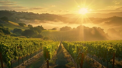 Fototapeta premium The vineyard at sunrise