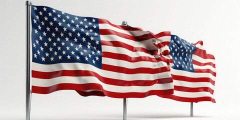 Obraz premium American flan on white background