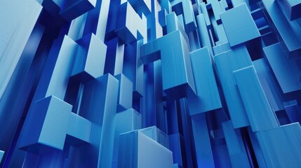 Naklejka premium Blue Cubes on Abstract Background