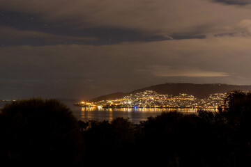 Hobart from Rosny Hill Lookout at night