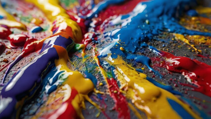 Fototapeta premium Close up colorful paint splashes creating abstract pattern