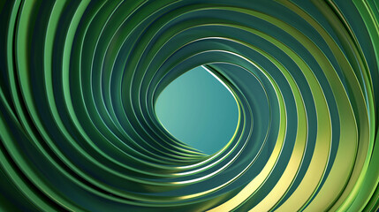 Fototapeta premium A spiral of green and gold with a blue background