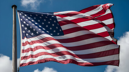 Symbol of Liberty in Motion A Photorealistic American Flag in the Wind