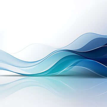 Abstract blue waves background on white background.