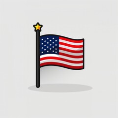  Old Glory text with a waving flag isolated on transparent, flat vector, simple, minimalistic, clipart, vector, resolution, tshirt, template
