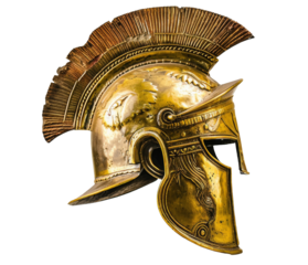 Roman golden helmet. Transparent background
