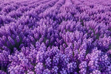 Obraz premium Panoramic view of blooming lavender flowers for summer background.
