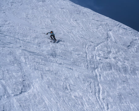 Skier on the headwall