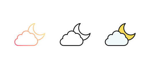 Cloudy Night icon design with white background stock illustration