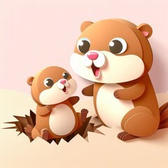 Fototapeta premium Happy groundhog day background,Generative Ai