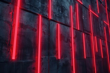 Wall with neon red lights