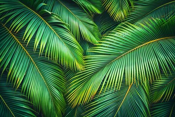Palm tree leaves seamless pattern with copy space