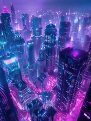 Cityscape with streetlights and buildings