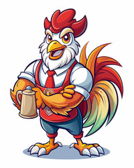rooster mascot logo illustration, isolated background