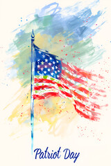 USA flag on light background and words Patriot Day
