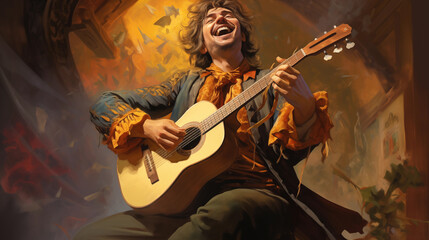 Obraz premium Jubilant Bard Sharing Tales of Adventure and Merriment