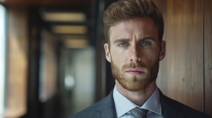 Man s portrait in a professional setting suitable for conveying a specific message