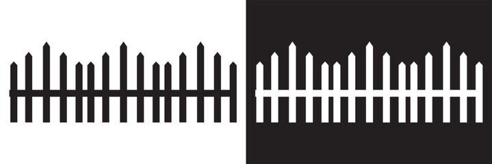 Wooden fence. Simple silhouette design isolated on white and black background. EPS 10