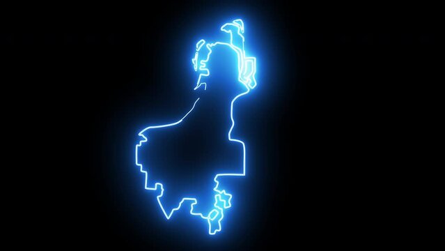 map of Everett in Washington with a blue glowing neon effect