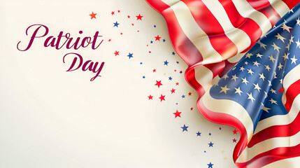 Obraz premium USA flag on light background and words Patriot Day