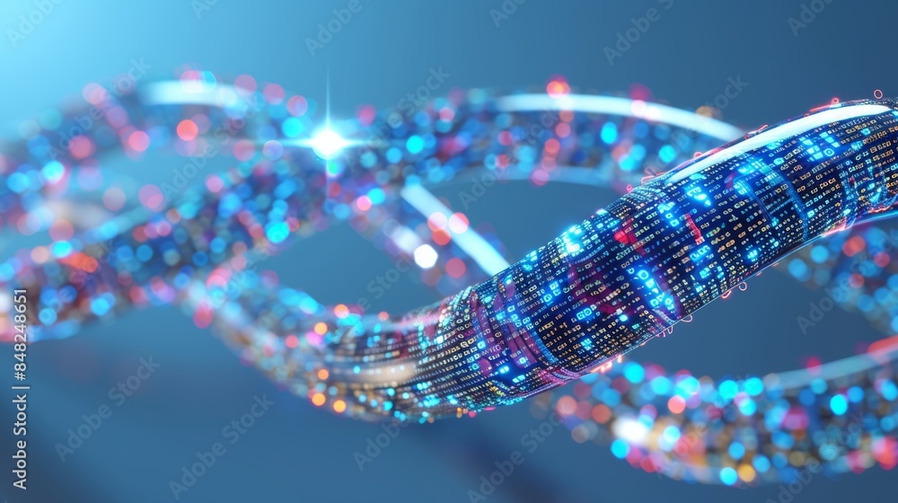 Poster background of illuminated data cables transferring information in a digital network