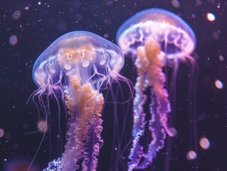 Fototapeta premium Jellyfish floating in ocean