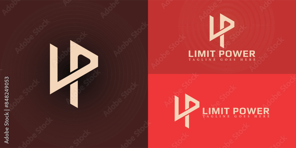 Poster abstract initial letters lp or pl logo in gold color isolated on multiple background colors. the log