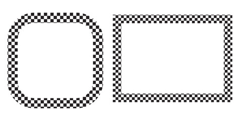 Checkered frames set icon on white background. Black and white checkered frame vector art Geometric seamless pattern vector illustration.