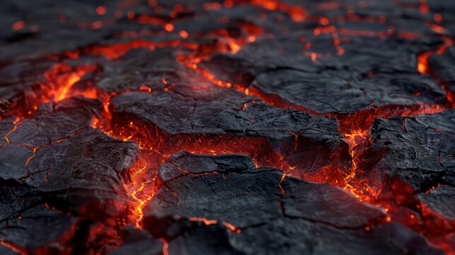 heat red cracked ground texture after eruption volcano. Generative AI