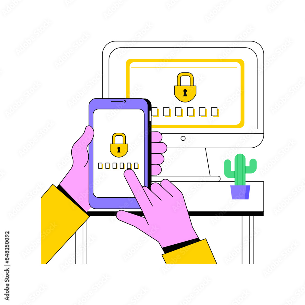 Poster two-factor authentication verification isolated cartoon vector illustrations.
