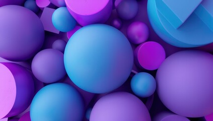 abstract background with purple and blue geometric shapes in varying sizes Generative AI