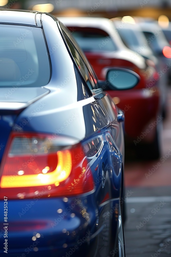 Poster optimized assembly line for cars in a bustling factory, enhancing productivity and efficiency