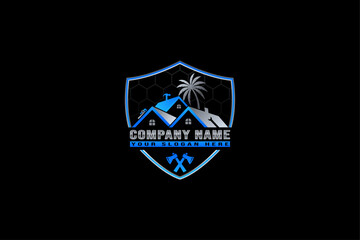 Home service, home repair, Construction Building logo design template