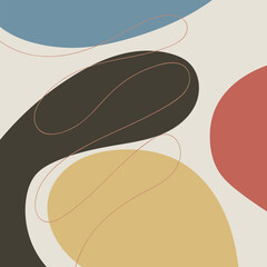 ABSTRACT BACKGROUND WITH HAND DRAWN BLOB SHAPES AND LINES PASTEL FLAT COLOR VECTOR DESIGN TEMPLATE FOR WALLPAPER, COVER DESIGN, HOMEPAGE DESIGN, GRRETING CARD