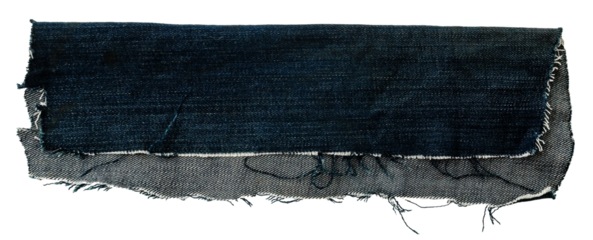 Piece of torn denim on a white background. Denim texture