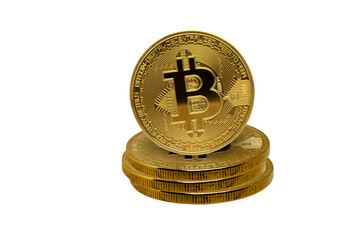 Stack of bitcoins on transparent background png