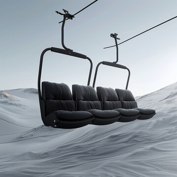 Poma Lift on Snowy Slopes with Conductive Fabric Heating