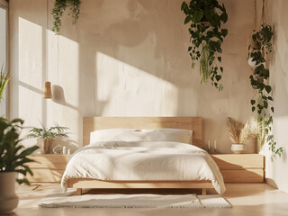 Experience the luminance of a bedroom embellished with a bicycle and mirror