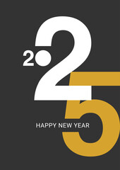 2025 Colorful Happy New Year Poster. Abstract design in typographic style. 2025 vector logo for holiday and seasonal design, backgrounds for branding, banner, cover, card or social media.