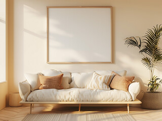 Inviting living space furnished with gray sofa, tables, and commode