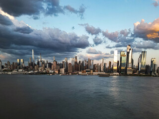 Cloud in NYC, New York City Skyline with dramatic sky. American Skyscrapers. Drone view of New York...